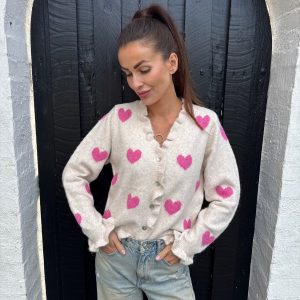 Ella hjerte cardigan - Beige